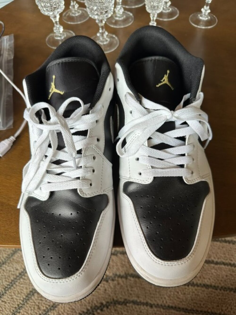 Nike Air Jordan 1 Low in White/Black/Gold  Mens 12